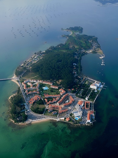 Vue aérienne de l’île de La Toja